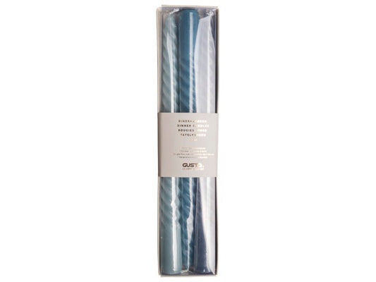 Shades of Blue Twisted Candles - Upstairs Downstairs Interiors