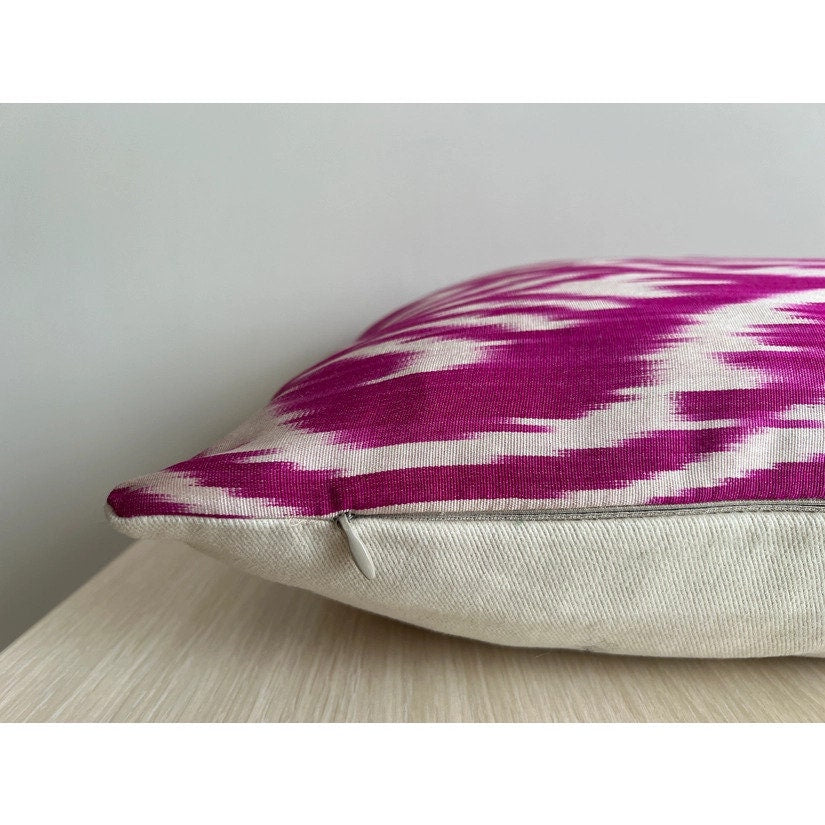 Pink Silk Ikat Large Rectangle Cushion