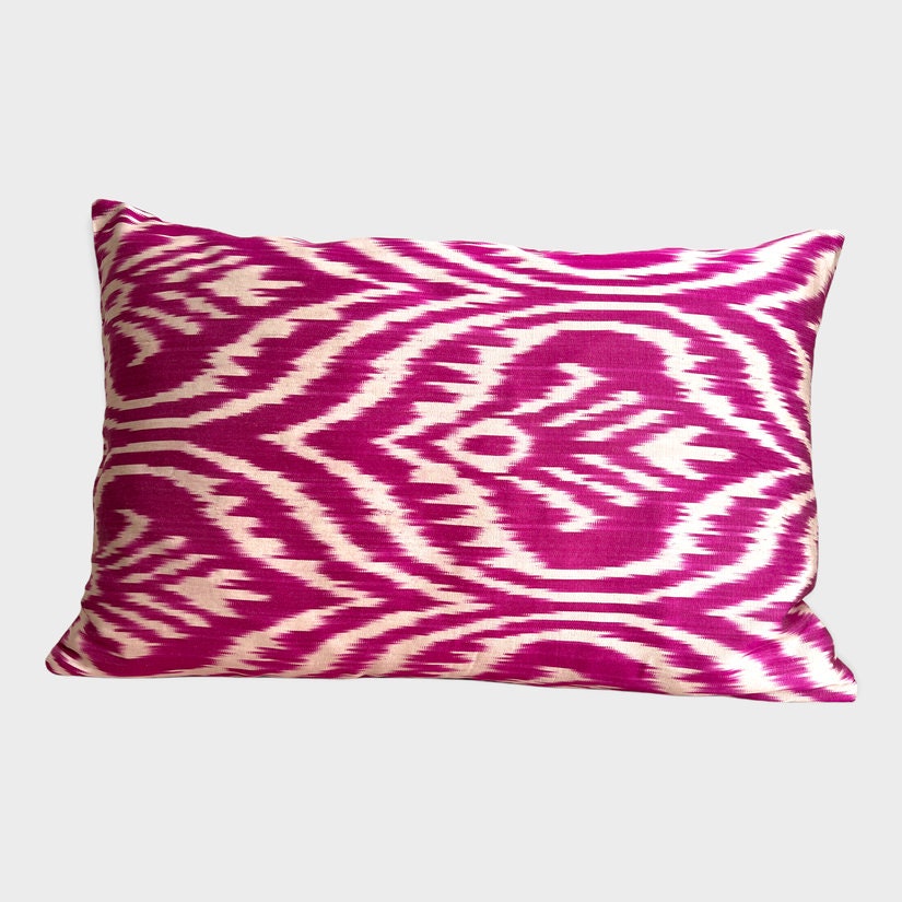 Pink Silk Ikat Large Rectangle Cushion