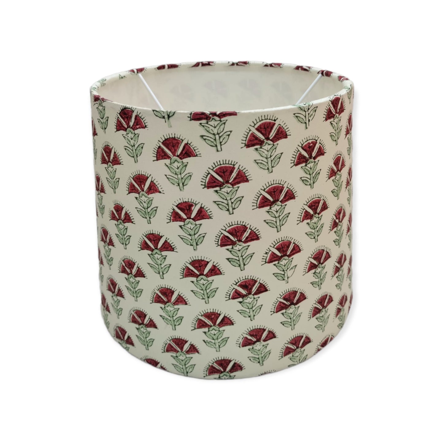 Bespoke Empire - Red Tulip Block Print Handmade Paper Lampshade