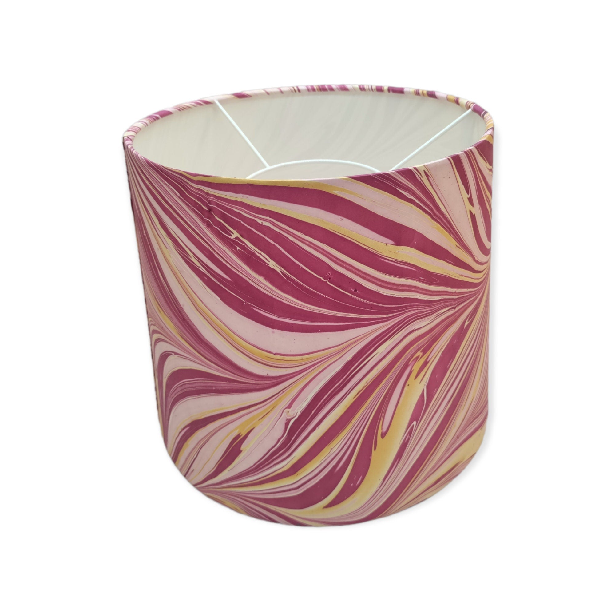 Bespoke Raspberry Pink Marbled Handmade Paper Empire Lampshade