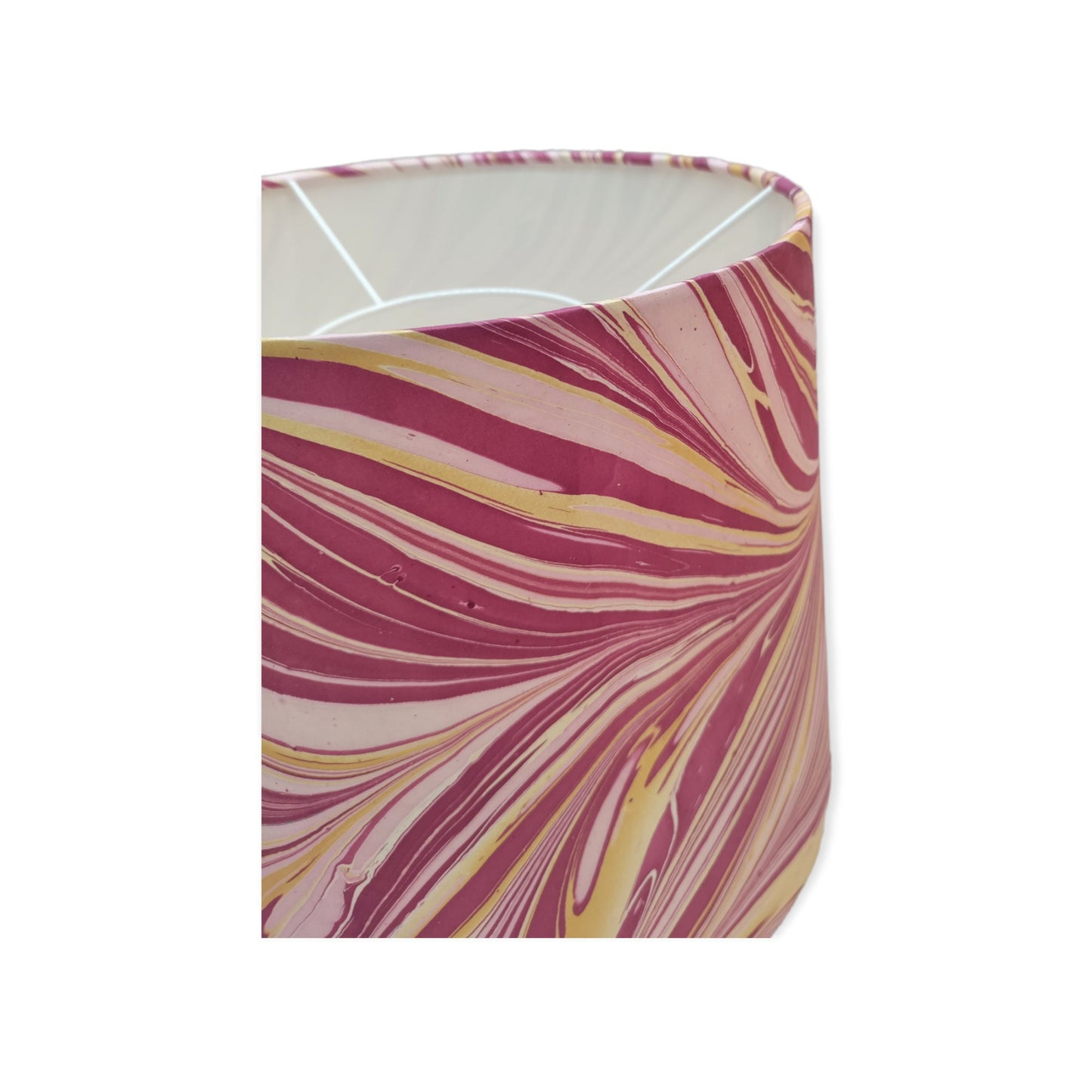 Bespoke - Raspberry Pink Marbled Handmade Paper Empire Lampshade