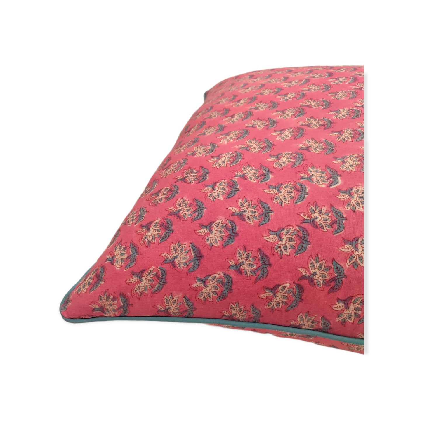 Candy Booti Piped Hand Block Printed Cotton Cushion