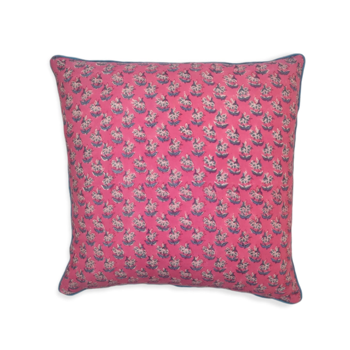 Candy Booti Piped Hand Block Printed Cotton Cushion