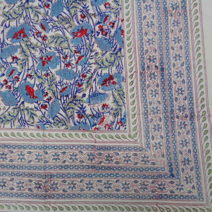 Bush Flower Block Print Indian Tablecloth