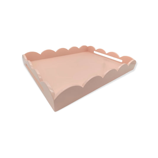 Rose Pink Medium Scalloped Tray - Upstairs Downstairs Interiors